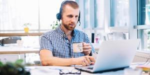 Man speaking in video conference