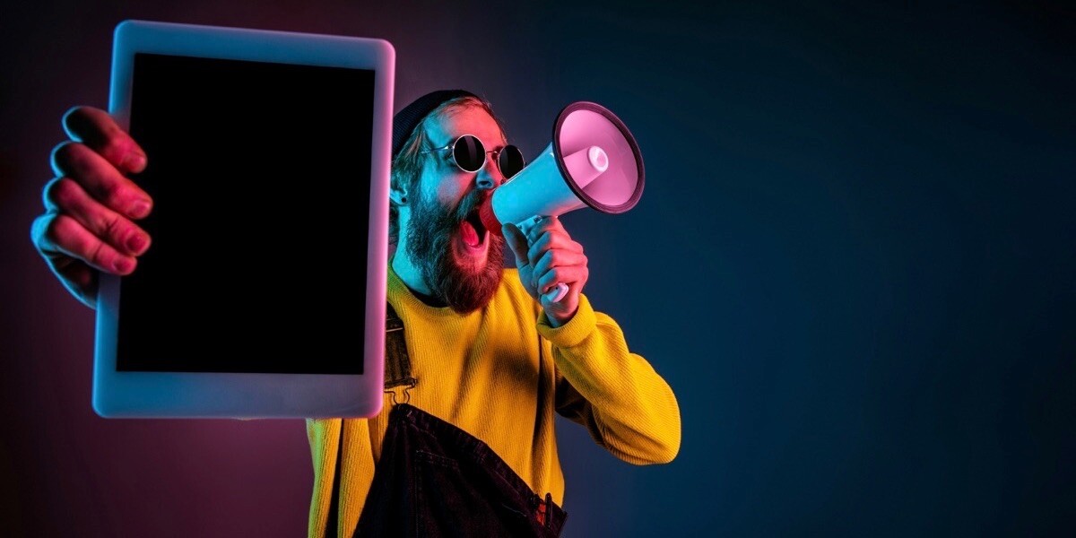 Man with megaphone