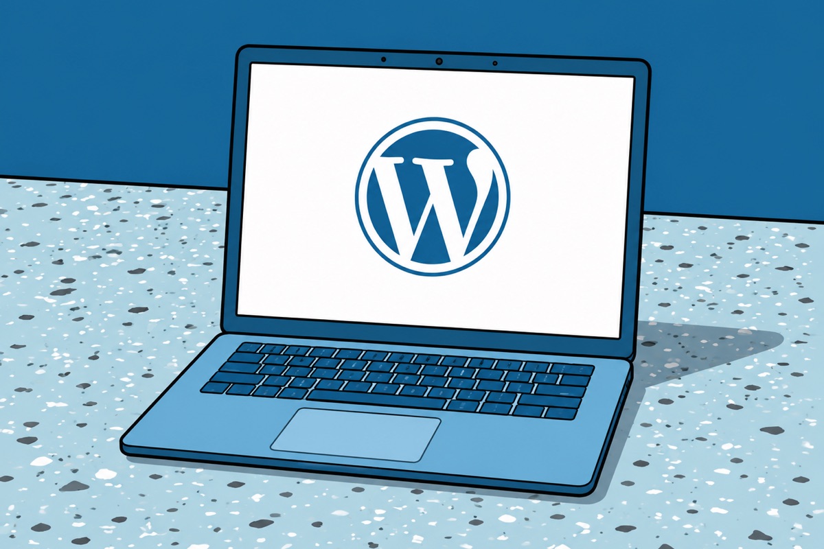 WordPress Workspace Cartoon Illustration